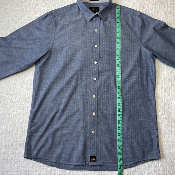 SIMON CARTER LONDON Men's Long Sleeve Slim Fit Dress Shirt, size Large, Blue - Picture 7 of 13